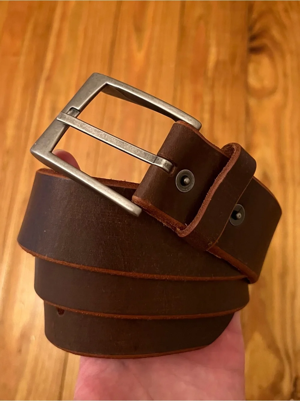 Men’s Generic Brown Genuine Leather Belt With Silver Buckle Size 36